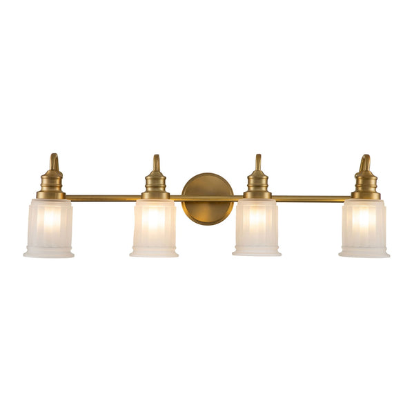 Swell Four Lamp IP44 Wall Light in Burnished Brass with Frosted Glass