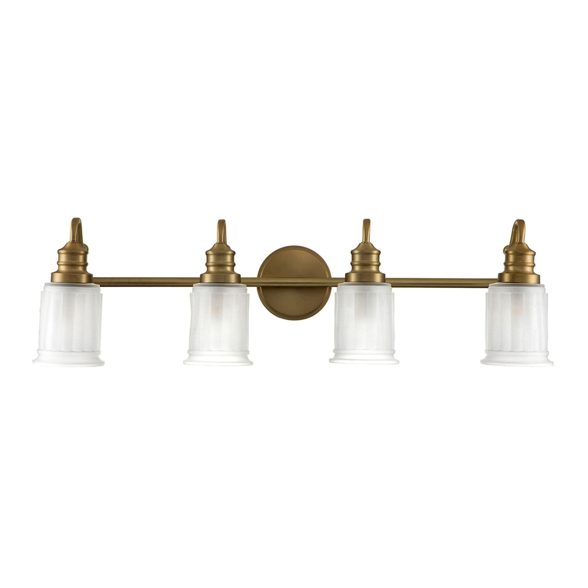 Swell Four Lamp IP44 Wall Light in Burnished Brass with Frosted Glass