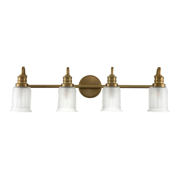 Swell Four Lamp IP44 Wall Light in Burnished Brass with Frosted Glass