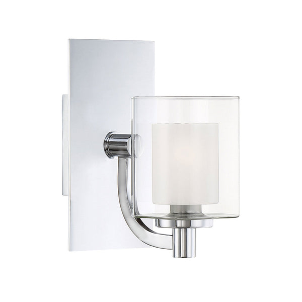 Kolt Single IP44 Wall Light in Polished Chrome with Opal and Clear Glass Shades