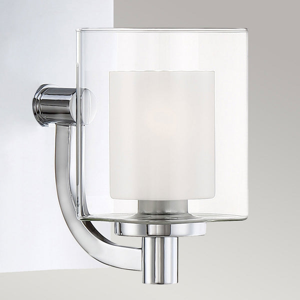 Kolt Single IP44 Wall Light in Polished Chrome with Opal and Clear Glass Shades