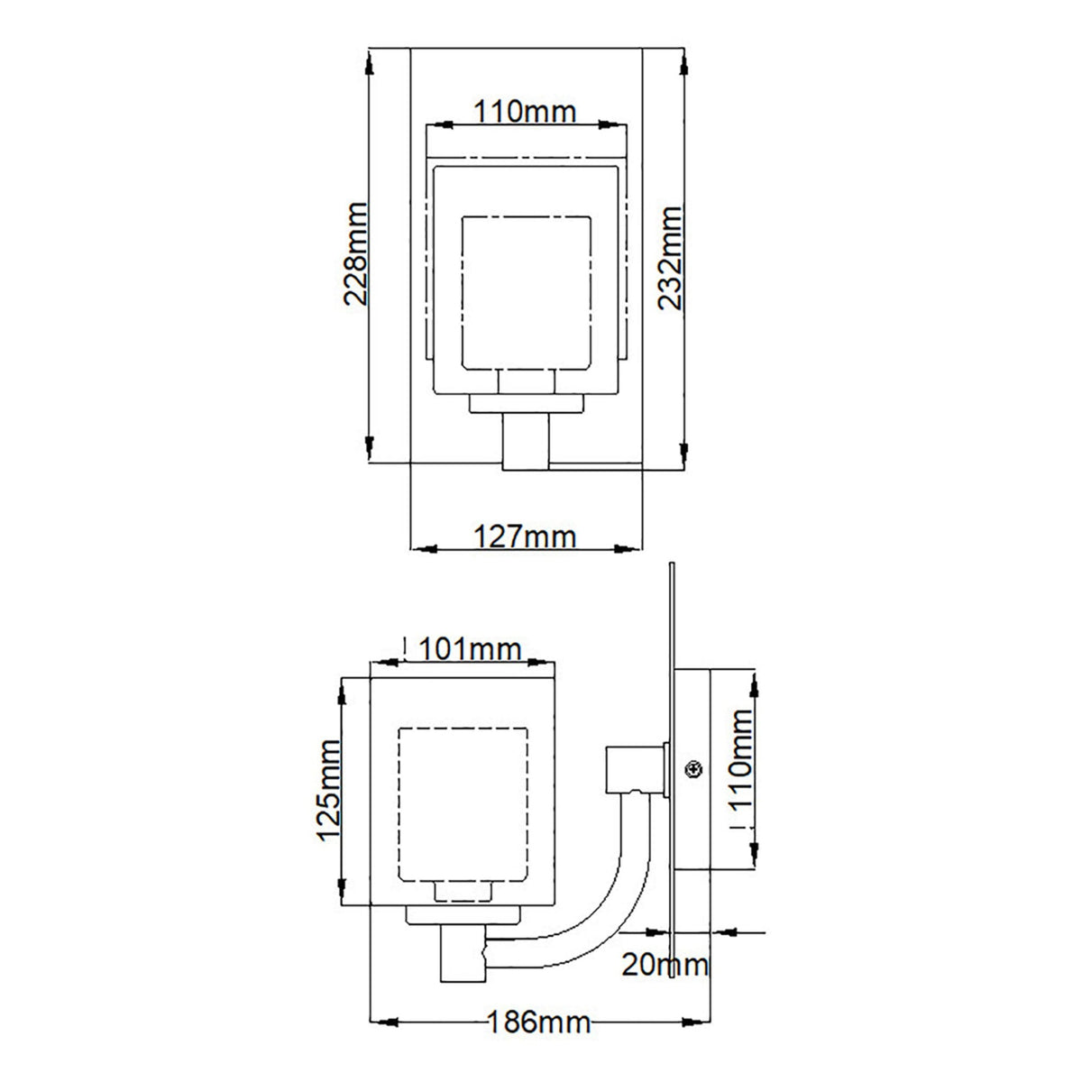 Kolt Single IP44 Wall Light in Polished Chrome with Opal and Clear Glass Shades