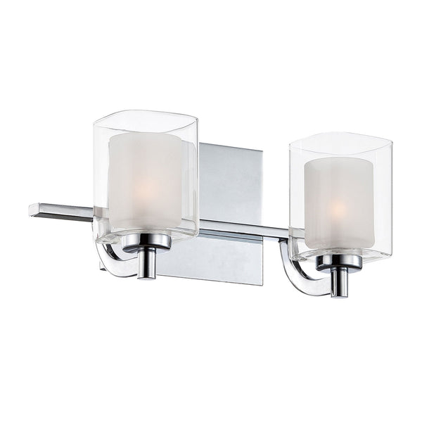 Kolt Twin IP44 Wall Light in Polished Chrome with Opal and Clear Glass Shades