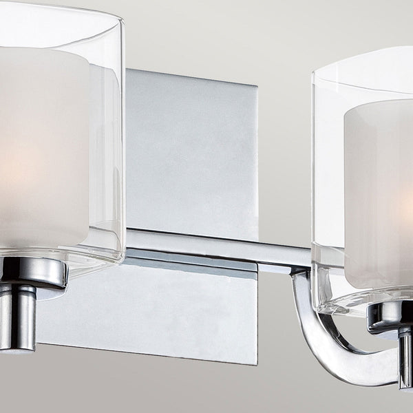 Kolt Twin IP44 Wall Light in Polished Chrome with Opal and Clear Glass Shades
