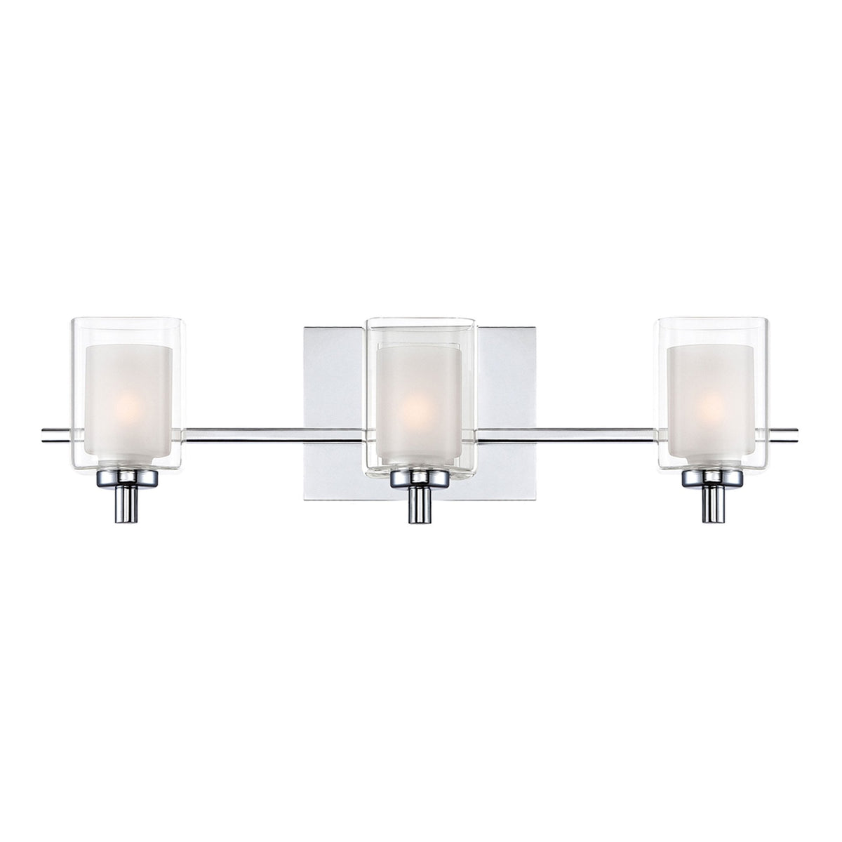 Kolt Triple IP44 Wall Light in Polished Chrome with Opal and Clear Glass Shades