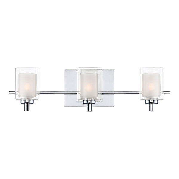 Kolt Triple IP44 Wall Light in Polished Chrome with Opal and Clear Glass Shades