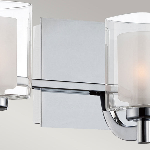Kolt Triple IP44 Wall Light in Polished Chrome with Opal and Clear Glass Shades