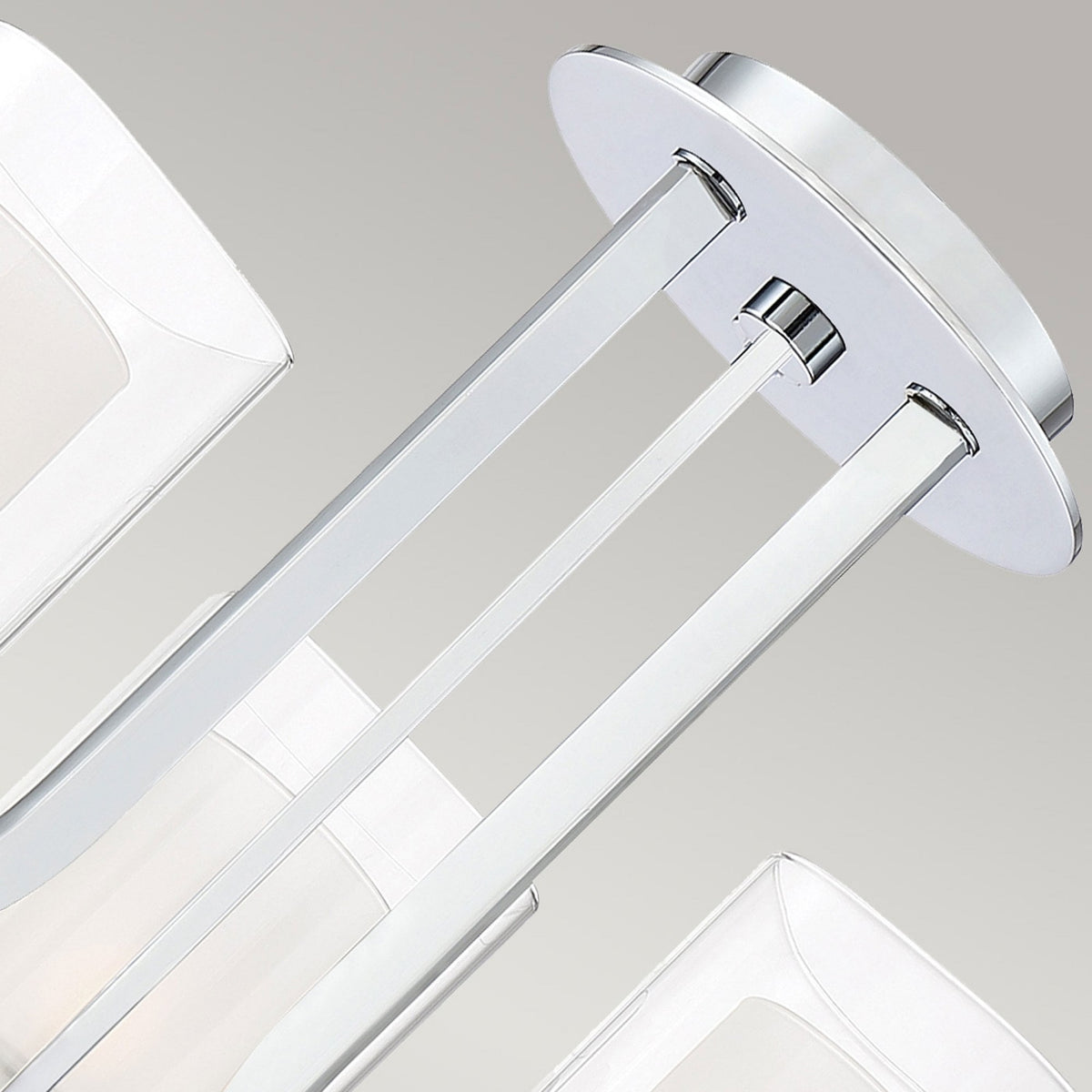 Kolt Triple IP44 Semi Flush Ceiling Light in Polished Chrome with Opal and Clear Glass Shades