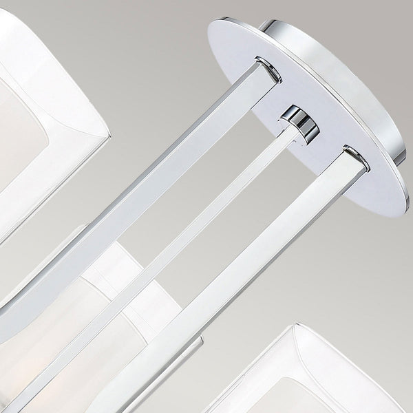 Kolt Triple IP44 Semi Flush Ceiling Light in Polished Chrome with Opal and Clear Glass Shades