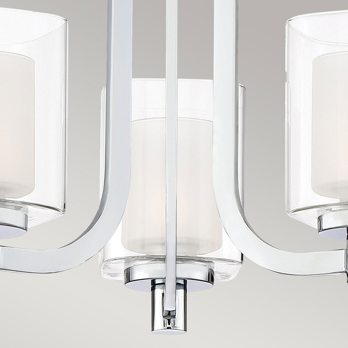 Kolt Triple IP44 Semi Flush Ceiling Light in Polished Chrome with Opal and Clear Glass Shades