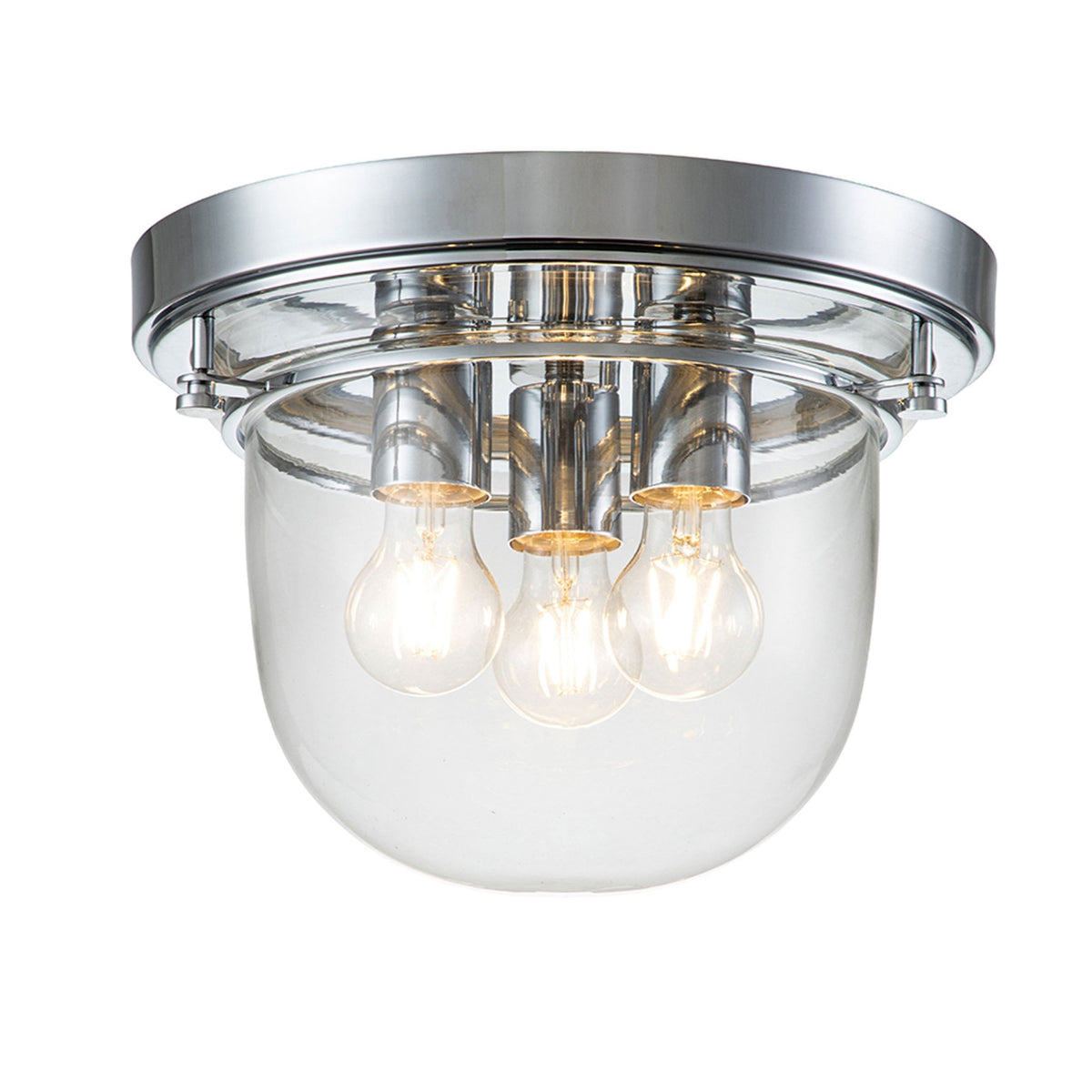 Whistling IP44 Ceiling Light in Polished Chrome with Clear Glass Shade