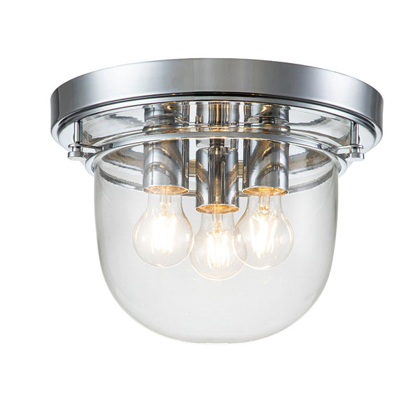 Whistling IP44 Ceiling Light in Polished Chrome with Clear Glass Shade