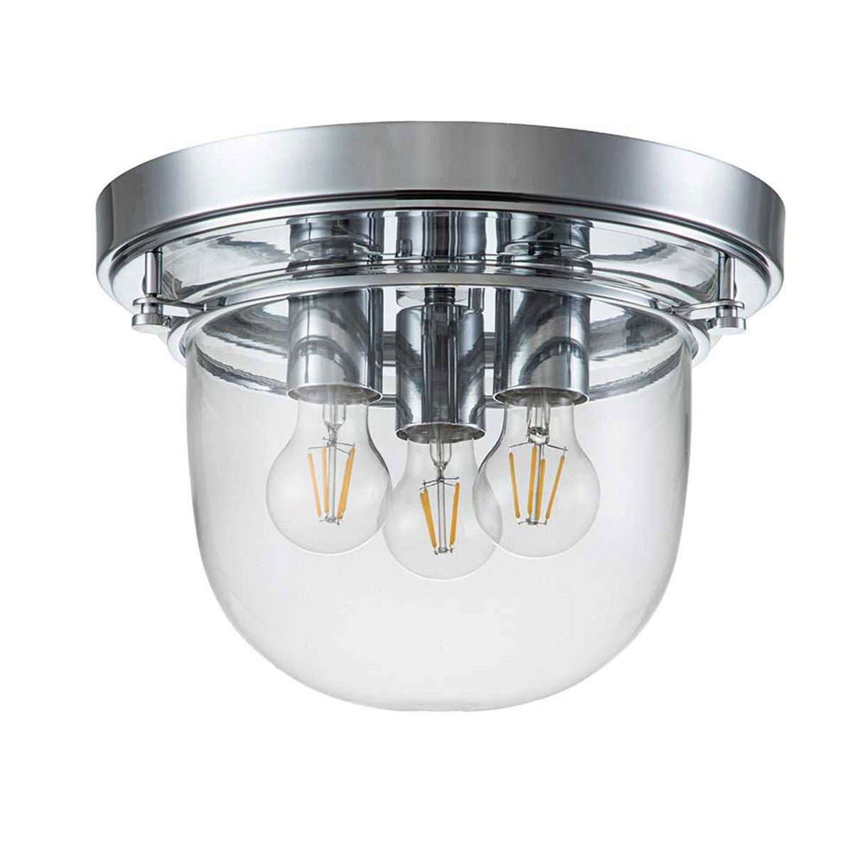 Whistling IP44 Ceiling Light in Polished Chrome with Clear Glass Shade