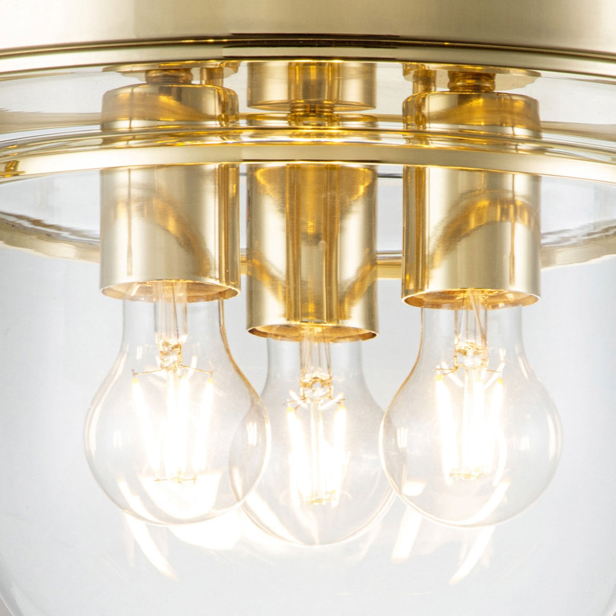 Whistling IP44 Ceiling Light in Polished Brass with Clear Glass Shade