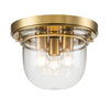 Whistling IP44 Ceiling Light in Brushed Brass with Clear Glass Shade
