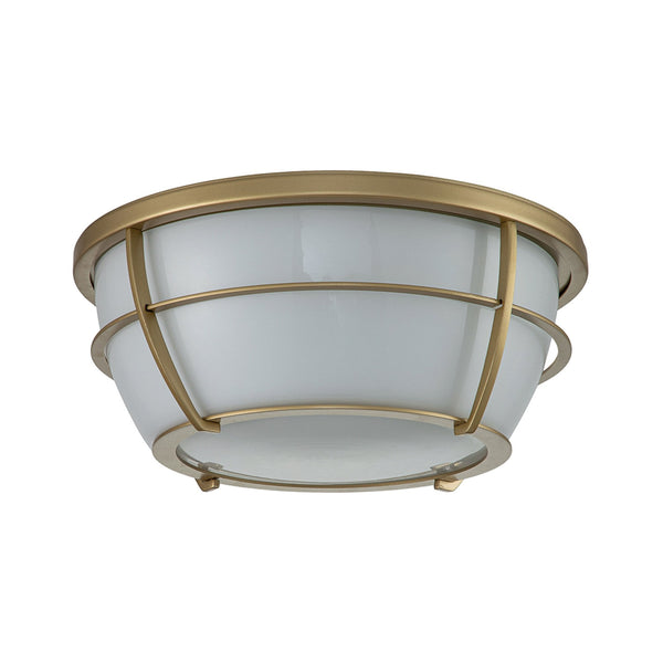 Chance IP44 Ceiling Light in Painted Natural Brass with Opal Glass Shade