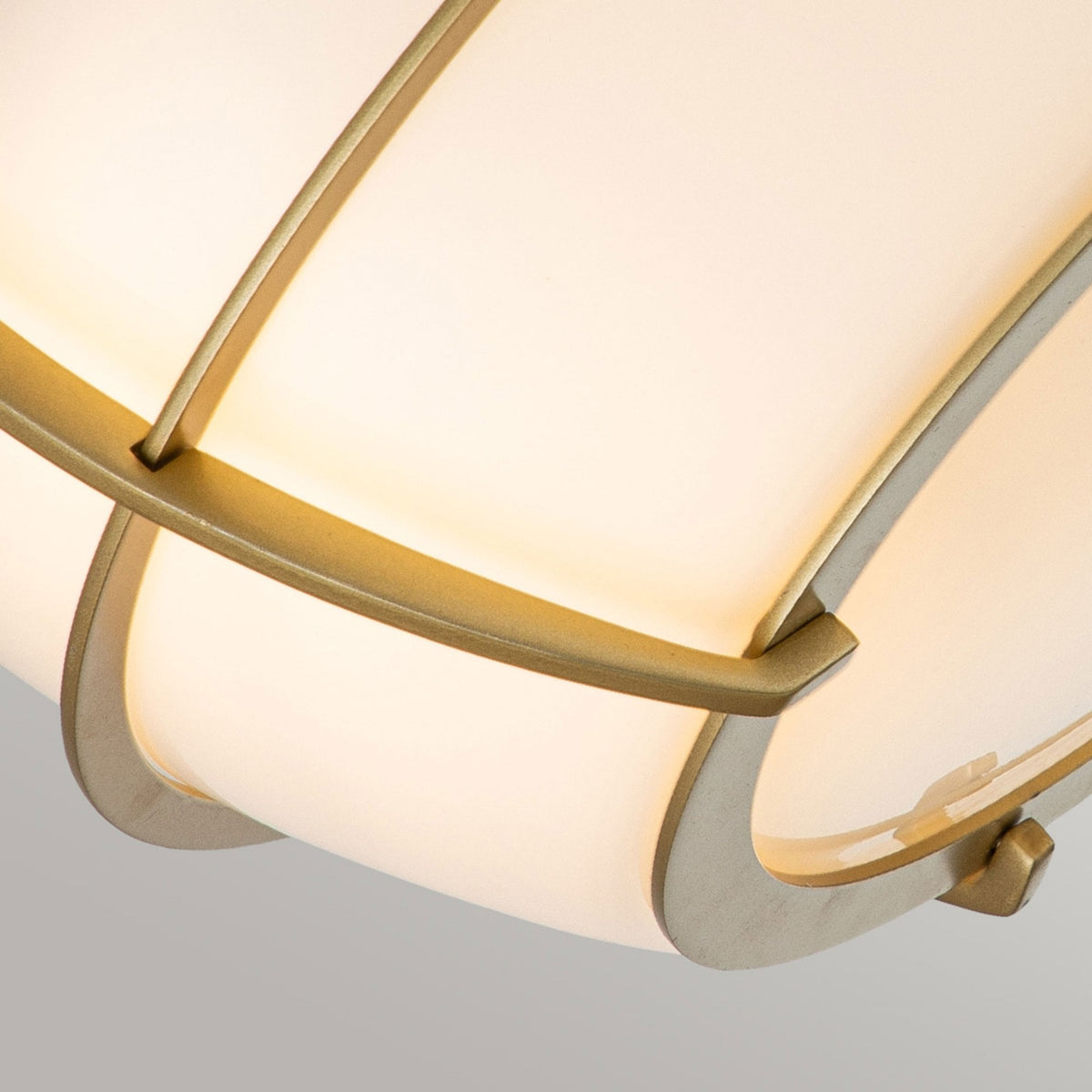 Chance IP44 Ceiling Light in Painted Natural Brass with Opal Glass Shade