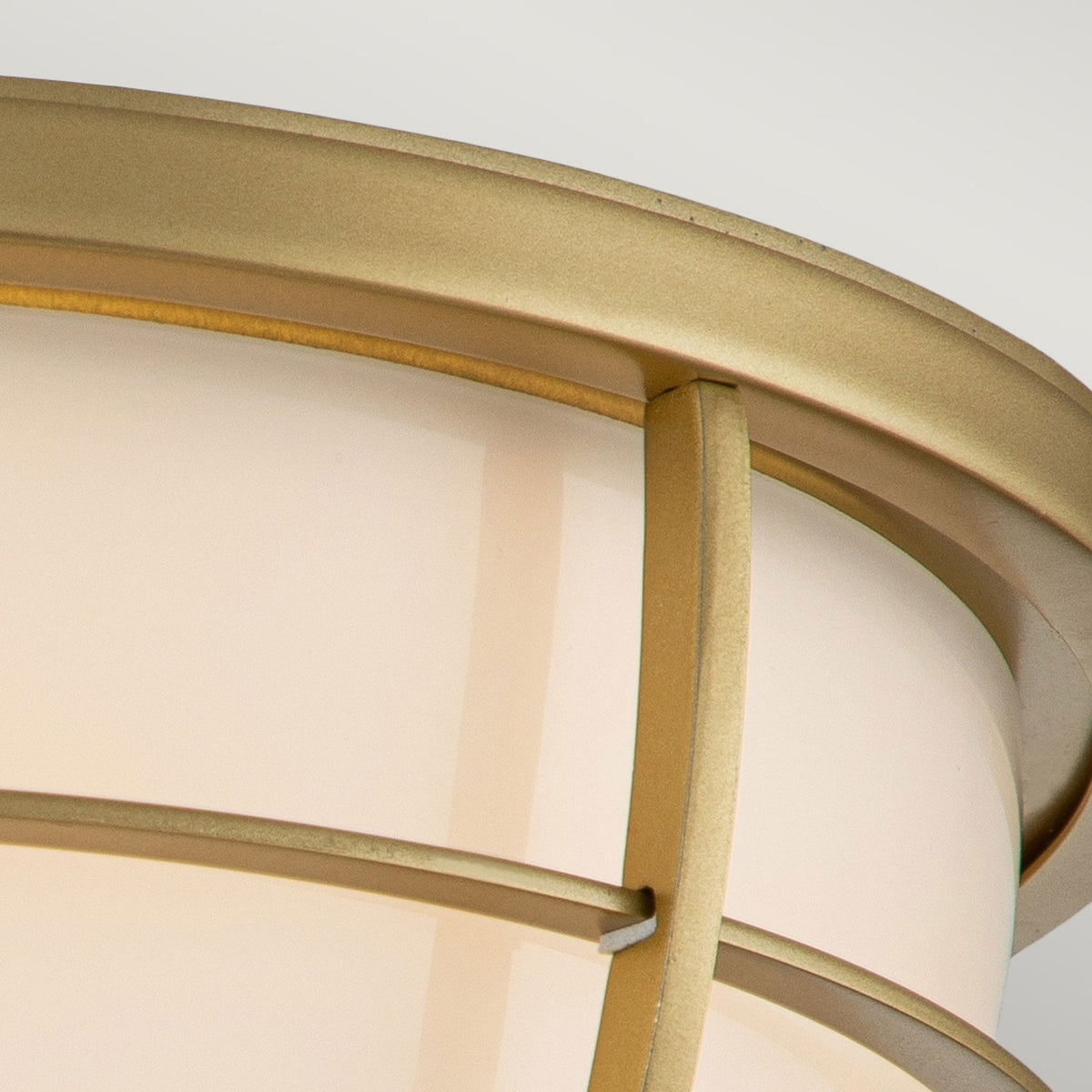 Chance IP44 Ceiling Light in Painted Natural Brass with Opal Glass Shade