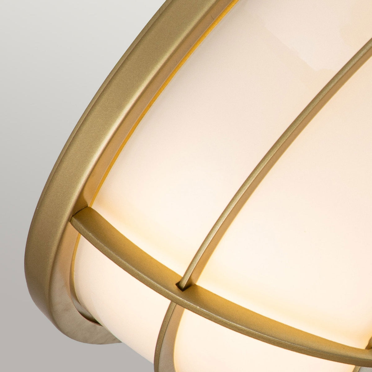 Chance IP44 Ceiling Light in Painted Natural Brass with Opal Glass Shade