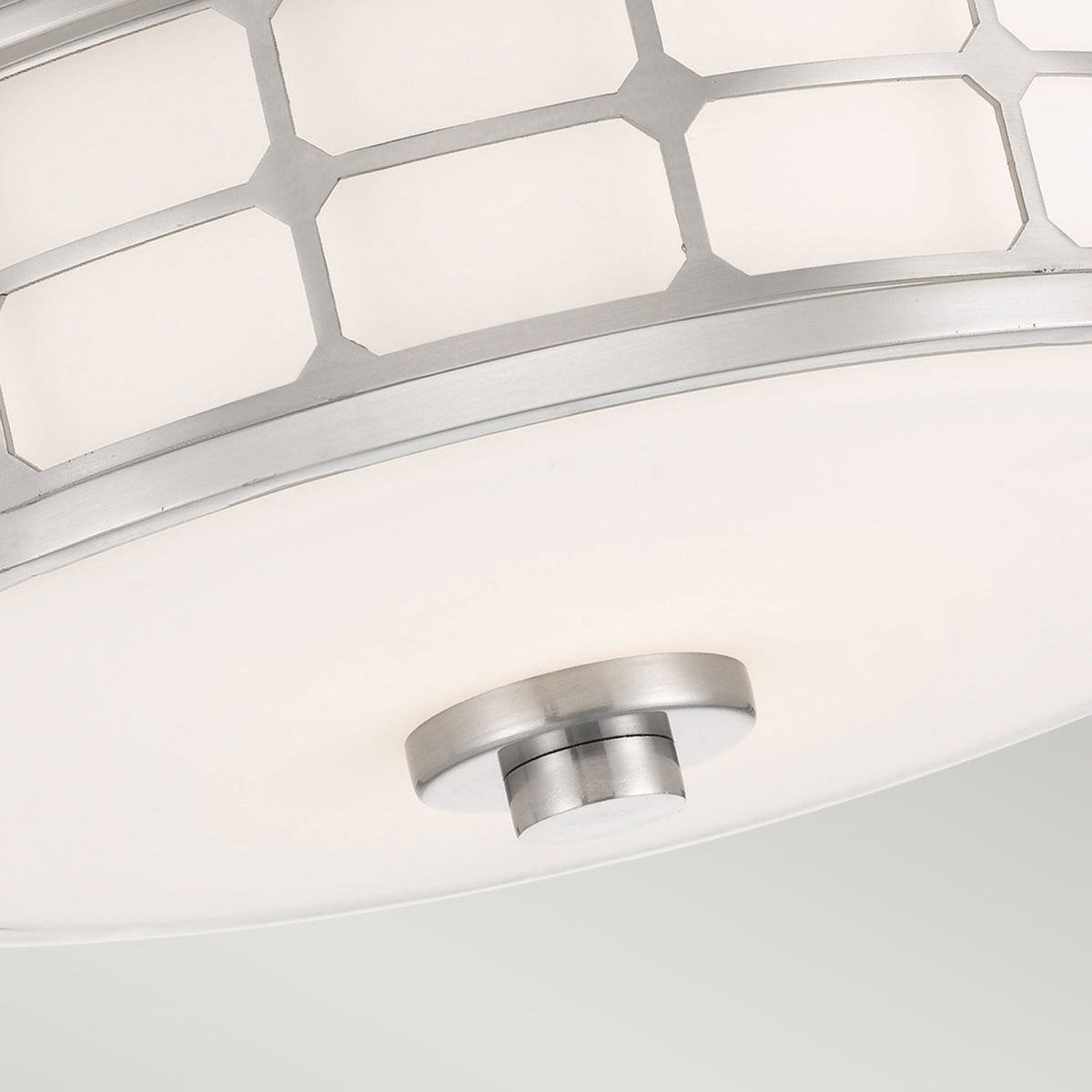 Guardian IP44 Ceiling Light in Brushed Nickel with Opal Glass Shade