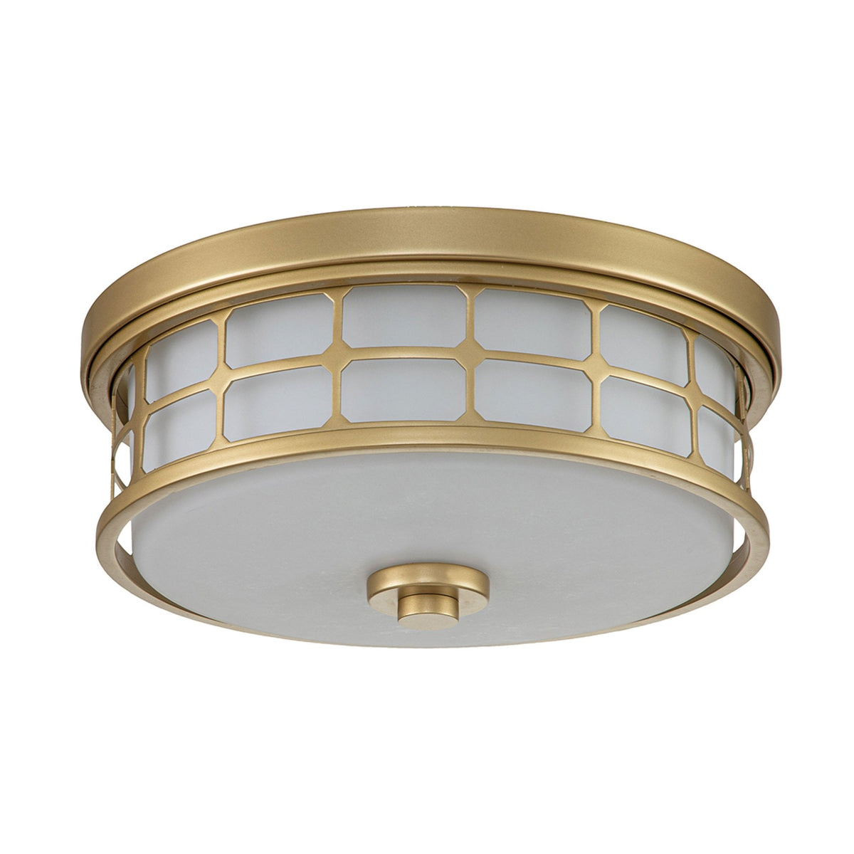 Guardian IP44 Ceiling Light in Painted Natural Brass with Opal Glass Shade