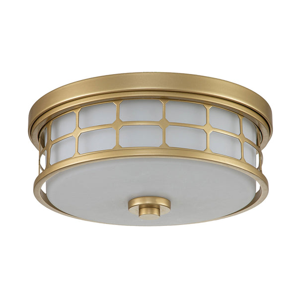 Guardian IP44 Ceiling Light in Painted Natural Brass with Opal Glass Shade