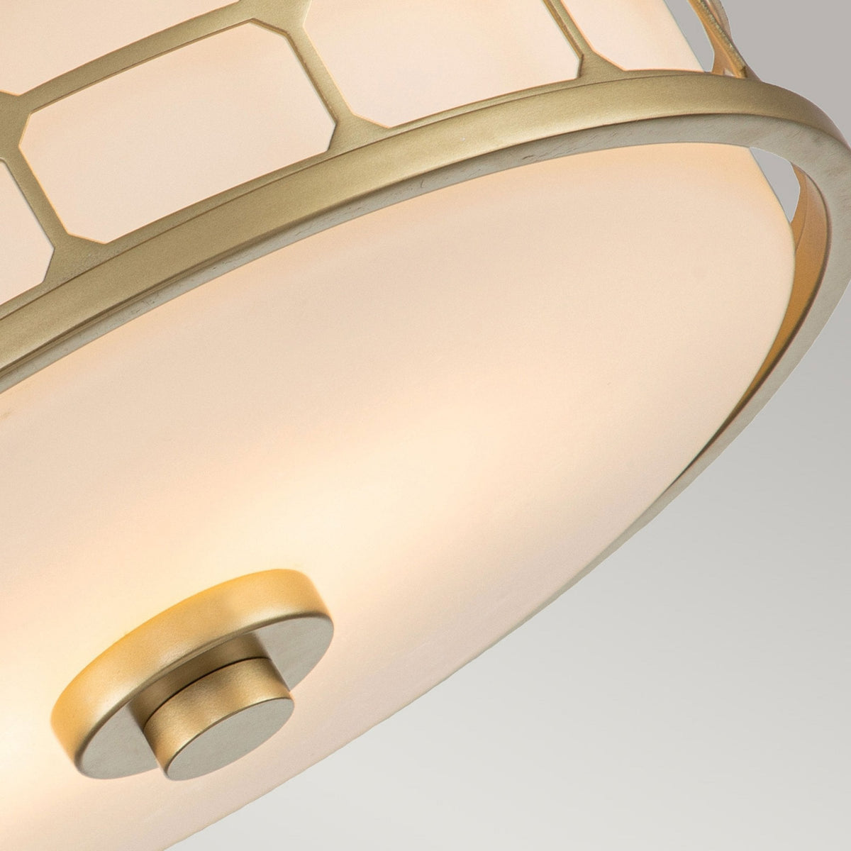 Guardian IP44 Ceiling Light in Painted Natural Brass with Opal Glass Shade