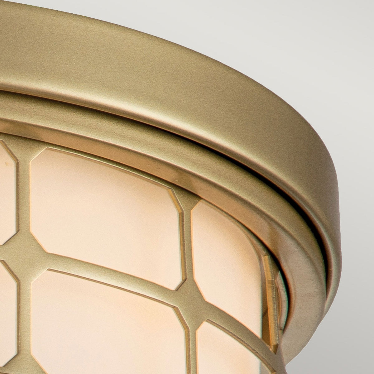 Guardian IP44 Ceiling Light in Painted Natural Brass with Opal Glass Shade