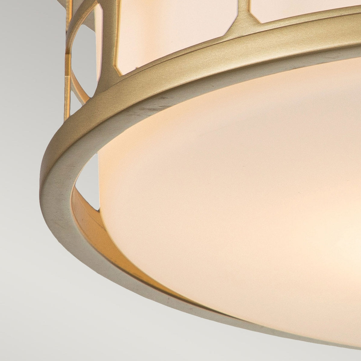 Guardian IP44 Ceiling Light in Painted Natural Brass with Opal Glass Shade