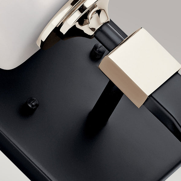 Marette IP44 Wall Light in Black with Opal Glass Shade