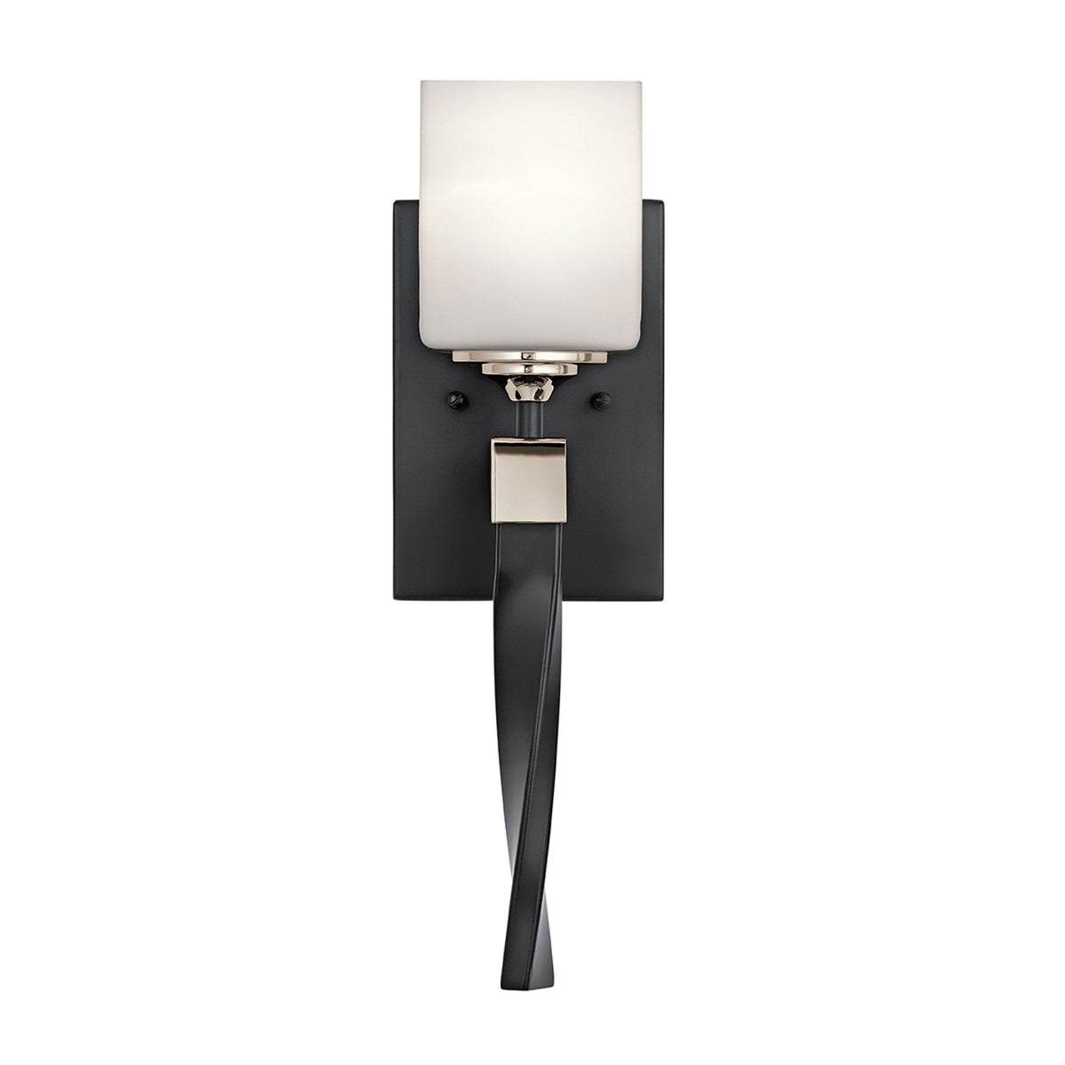 Marette IP44 Wall Light in Black with Opal Glass Shade