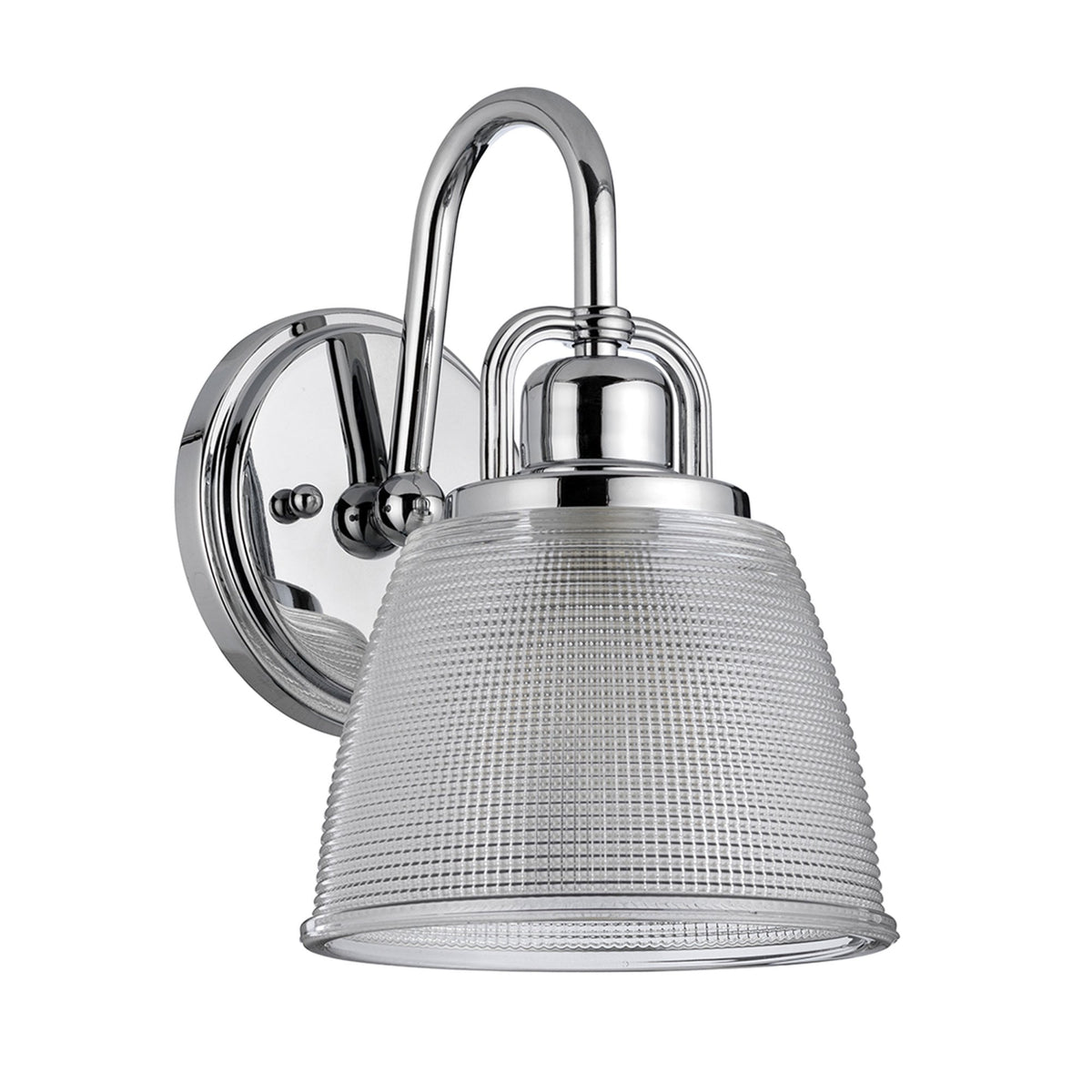 Dublin IP44 Wall Light in Polished Chrome with Pressed Glass Shade