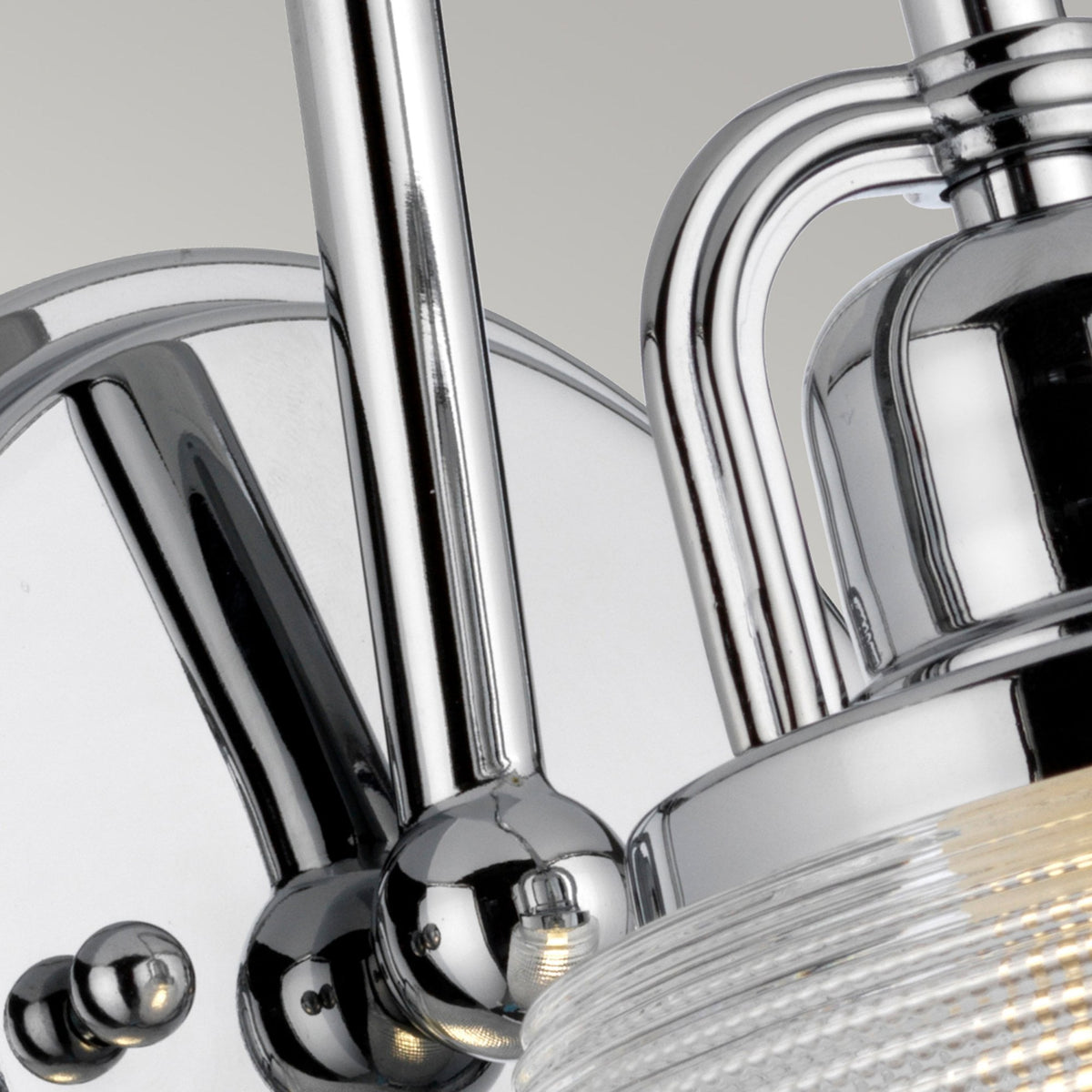 Dublin IP44 Wall Light in Polished Chrome with Pressed Glass Shade