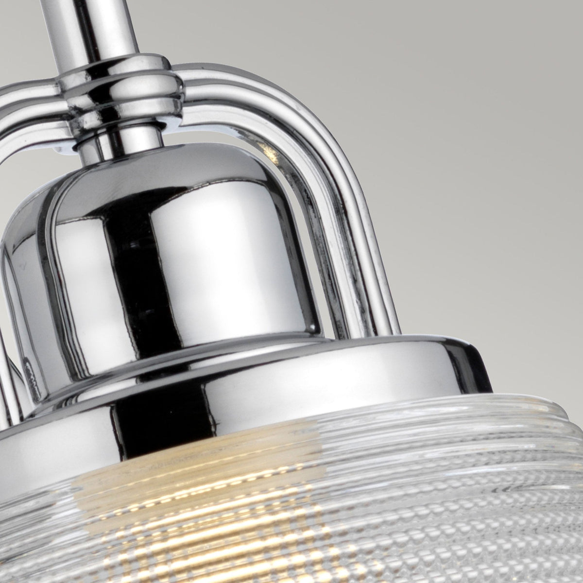 Dublin IP44 Wall Light in Polished Chrome with Pressed Glass Shade