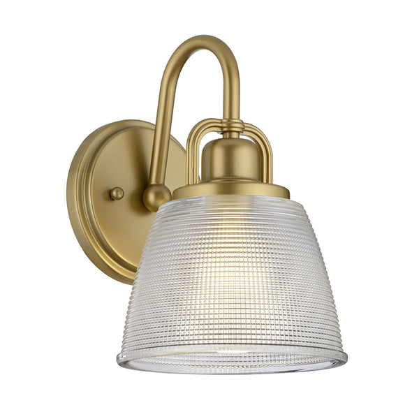 Dublin IP44 Wall Light in Painted Natural Brass with Pressed Glass Shade
