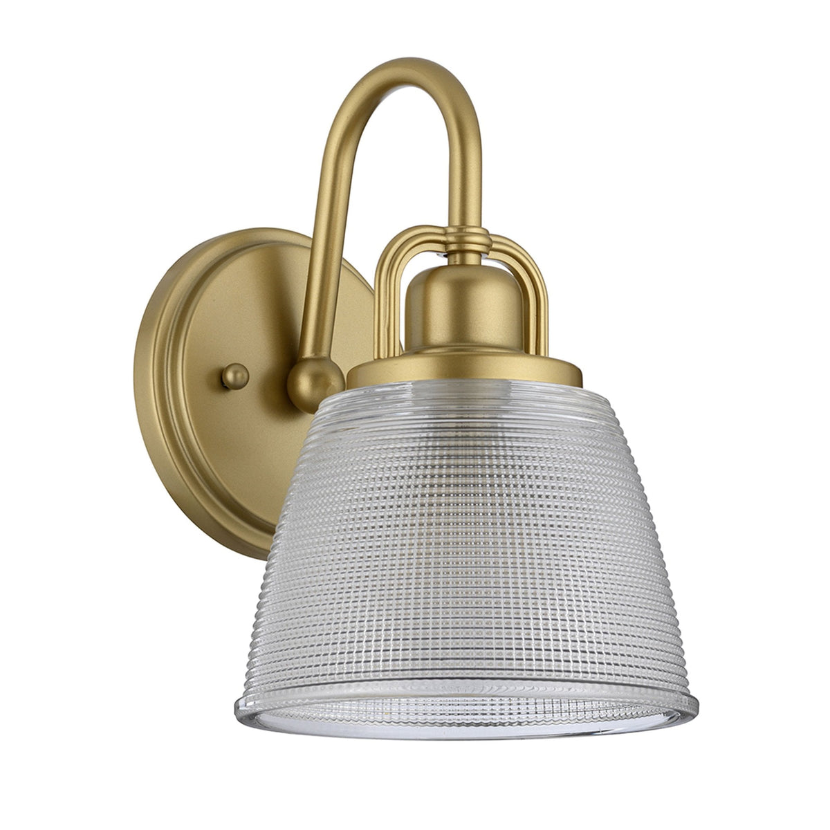 Dublin IP44 Wall Light in Painted Natural Brass with Pressed Glass Shade