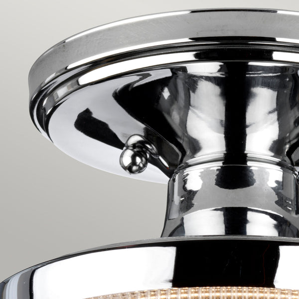 Dublin IP44 Semi Flush Ceiling Light in Polished Chrome with Pressed Glass Shade