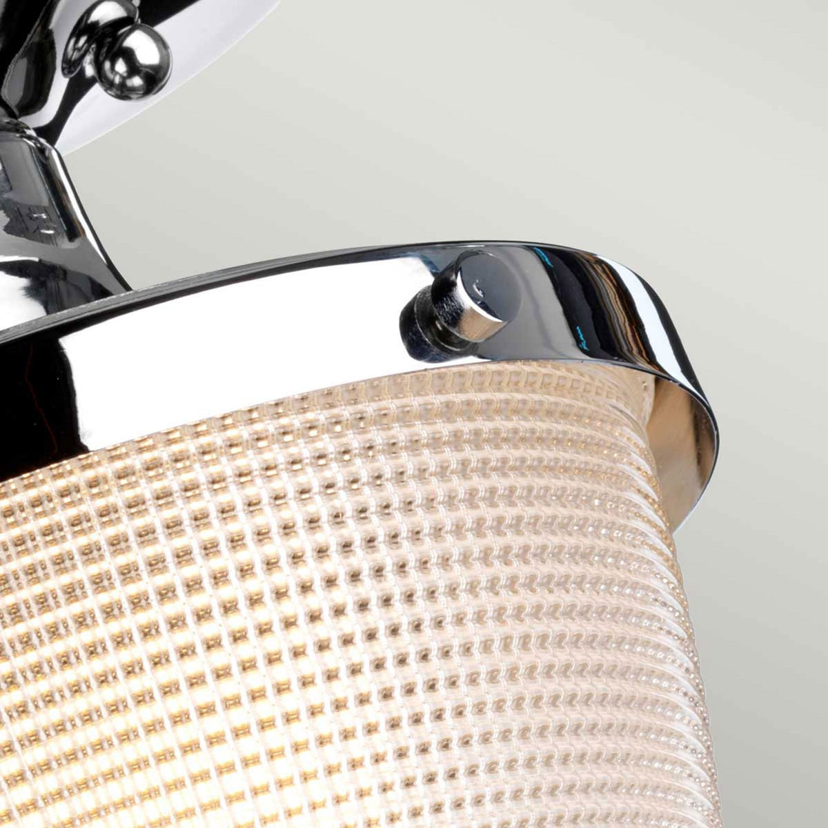 Dublin IP44 Semi Flush Ceiling Light in Polished Chrome with Pressed Glass Shade