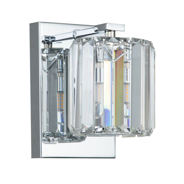 Divine Single IP44 Wall Light in Polished Chrome with Crystal Glass Slats