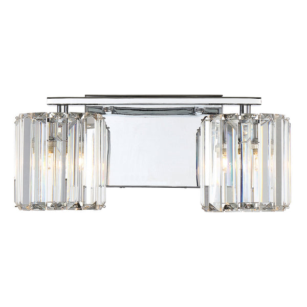 Divine Twin IP44 Wall Light in Polished Chrome with Crystal Glass Slats