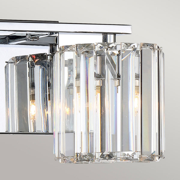 Divine Twin IP44 Wall Light in Polished Chrome with Crystal Glass Slats