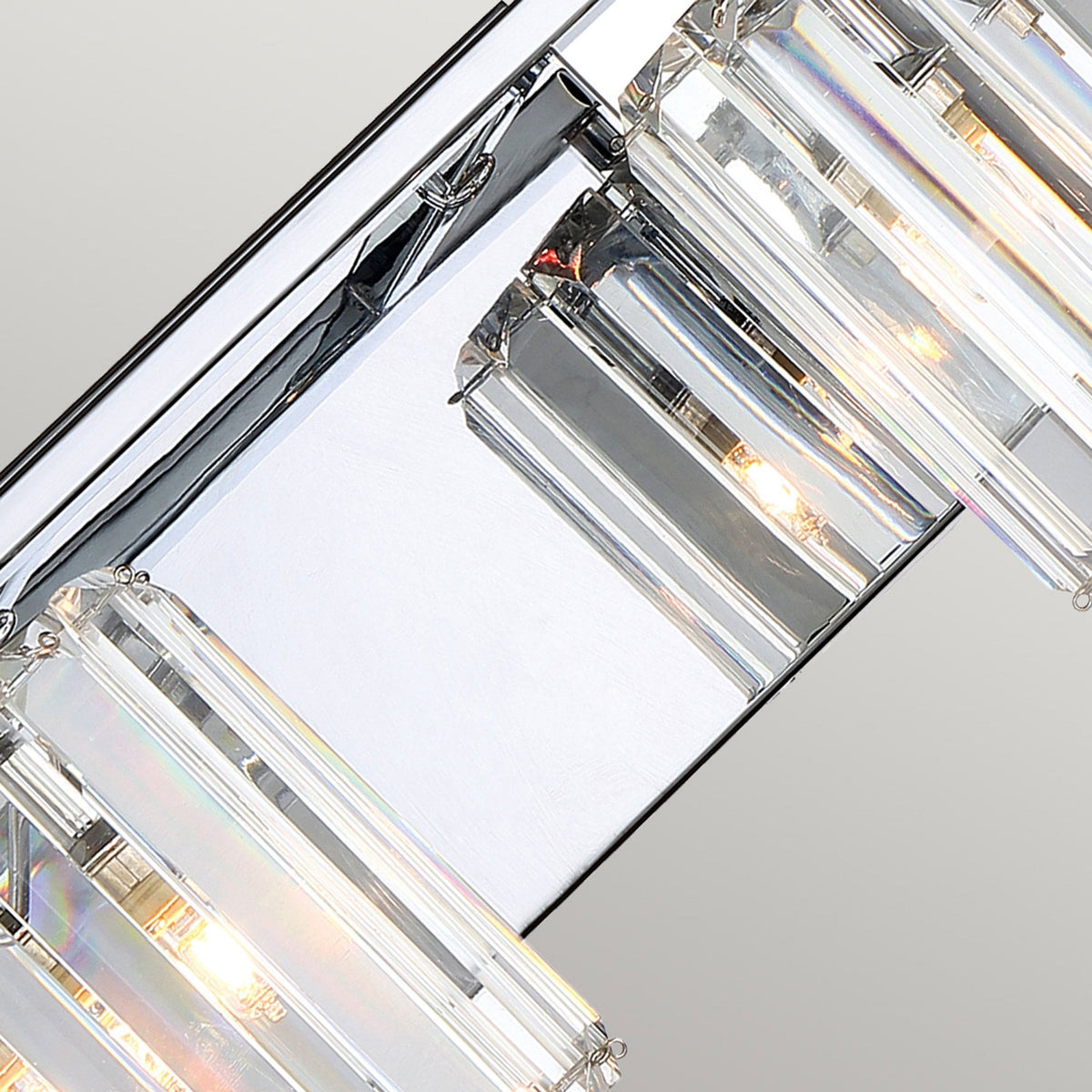 Divine Twin IP44 Wall Light in Polished Chrome with Crystal Glass Slats