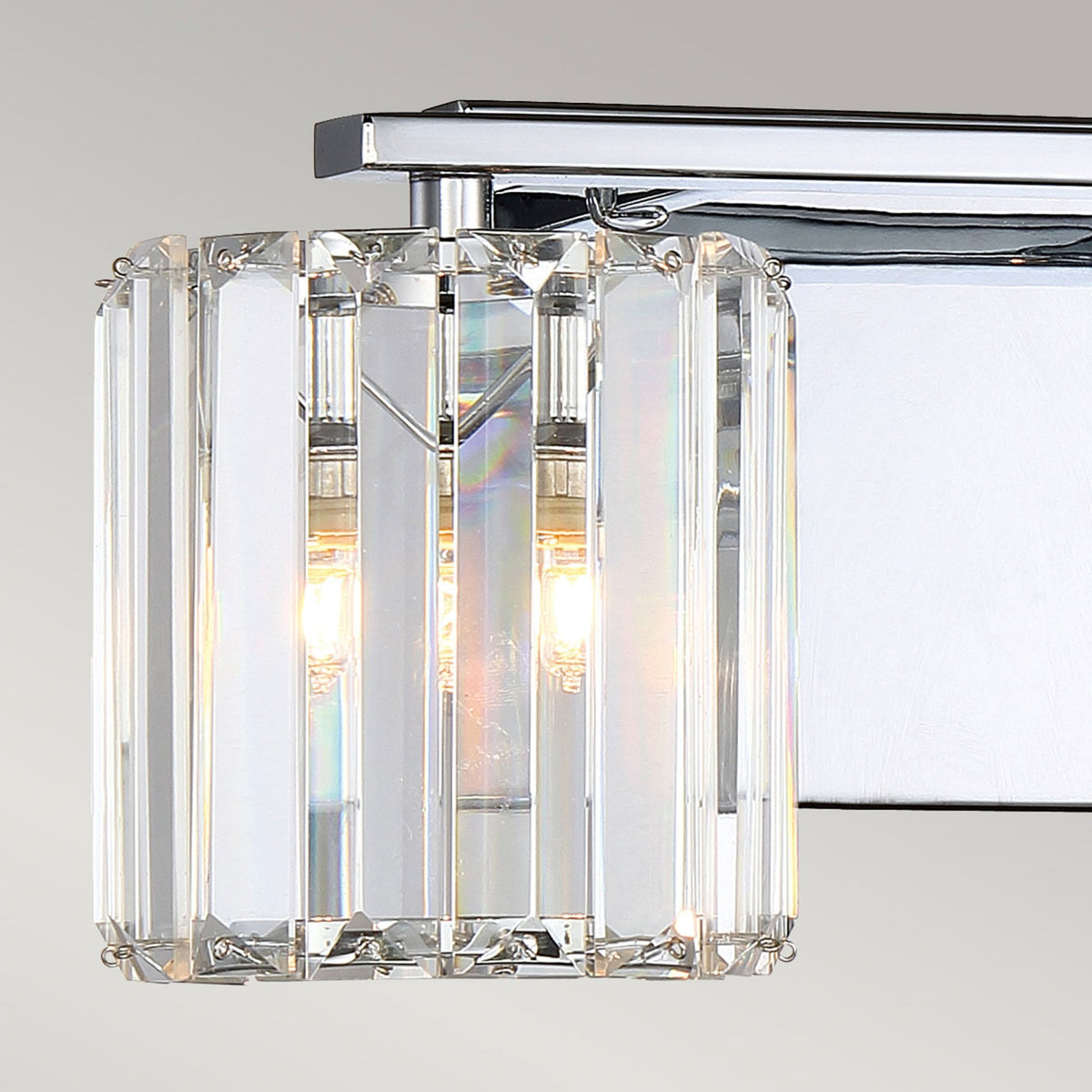 Divine Twin IP44 Wall Light in Polished Chrome with Crystal Glass Slats