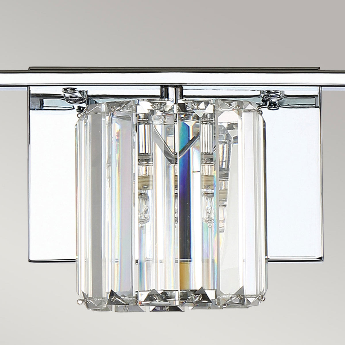 Divine Triple IP44 Wall Light in Polished Chrome with Crystal Glass Slats