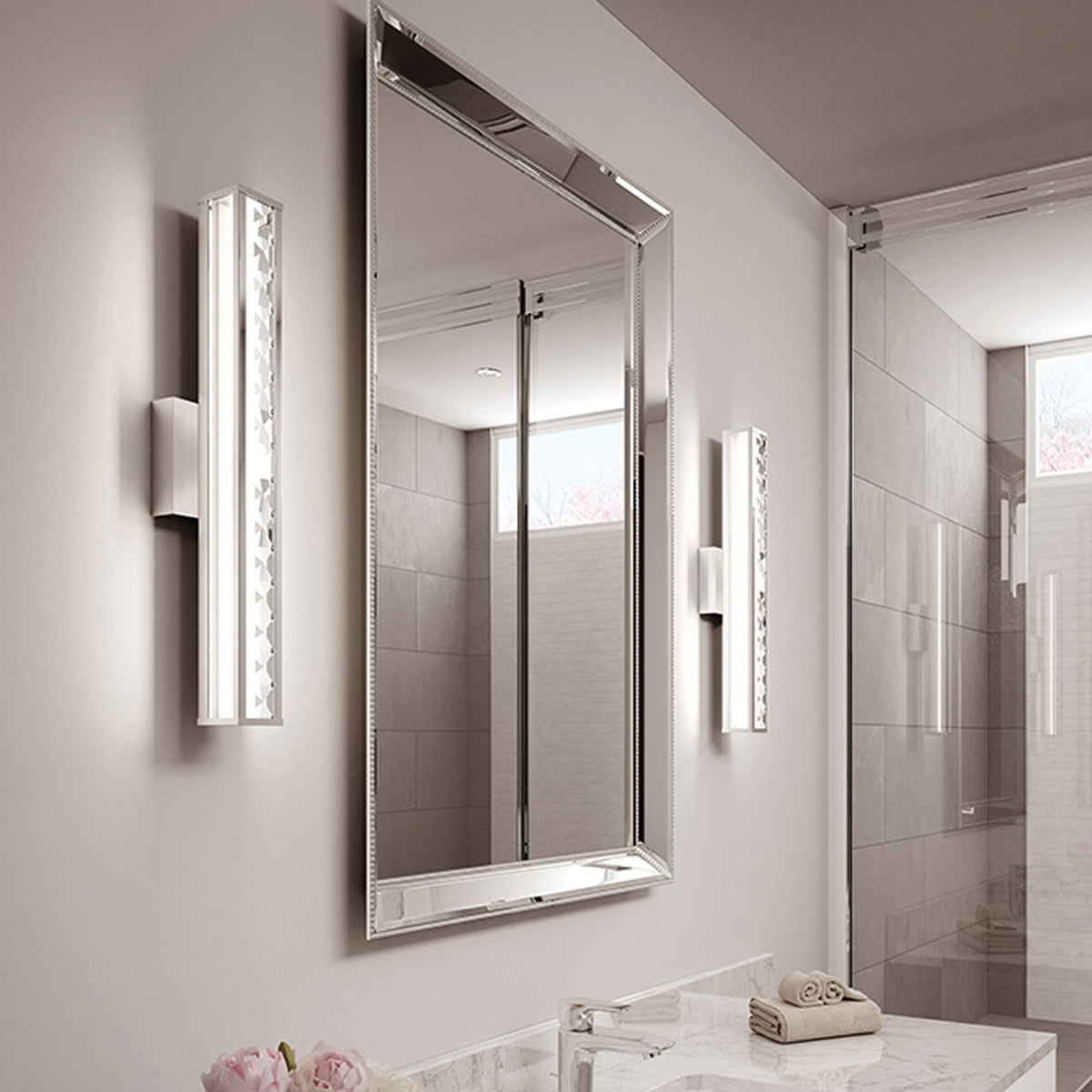 Jessie IP44 LED Wall Light in Polished Chrome with Faceted Crystals