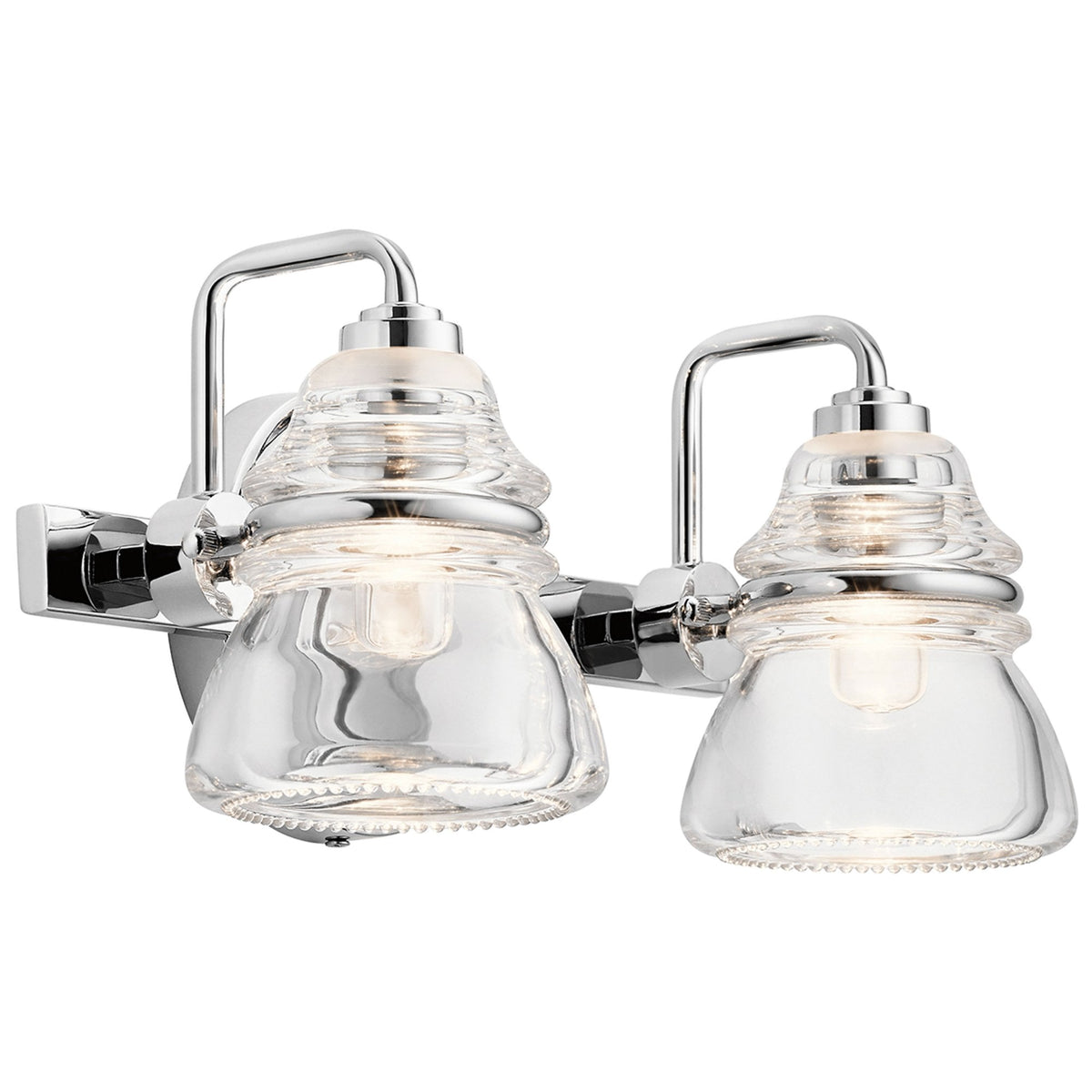 Talland Twin IP44 Wall Light in Polished Chrome with Clear Glass Shades