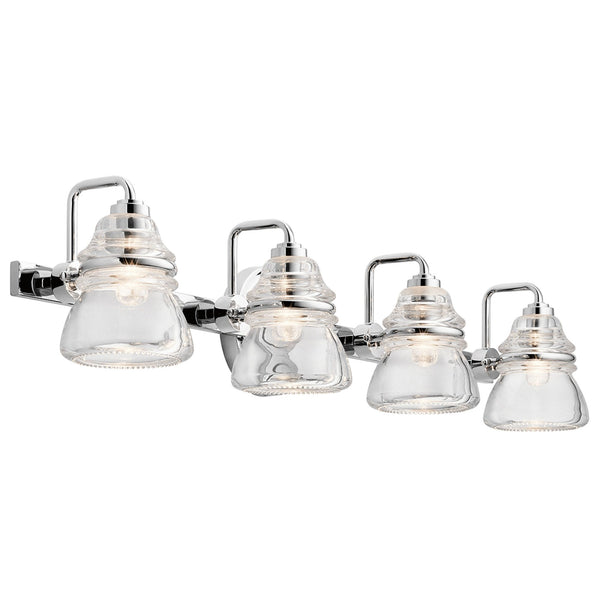 Talland Quadruple IP44 Wall Light in Polished Chrome with Clear Glass Shades