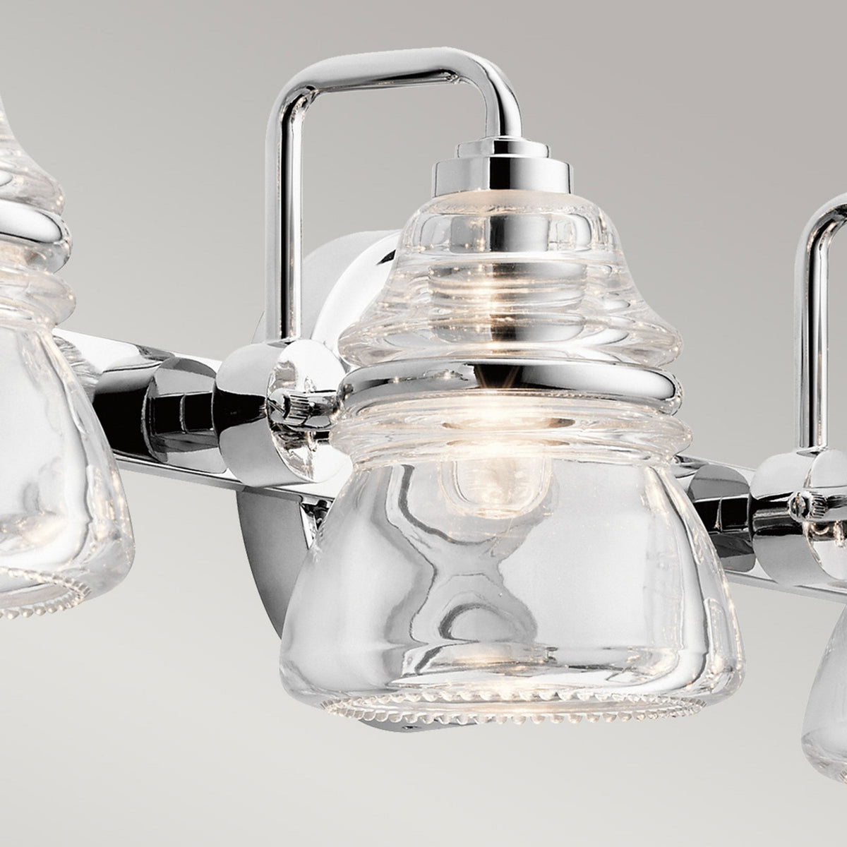 Talland Quadruple IP44 Wall Light in Polished Chrome with Clear Glass Shades