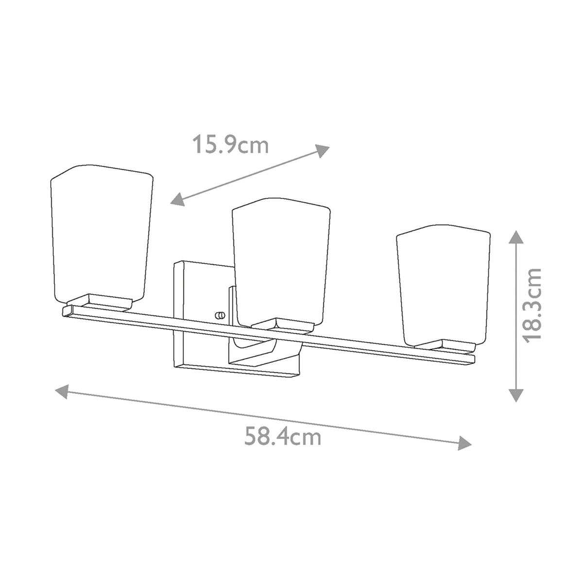 Roehm Triple IP44 Wall Light in Polished Chrome with Opal Glass Shades