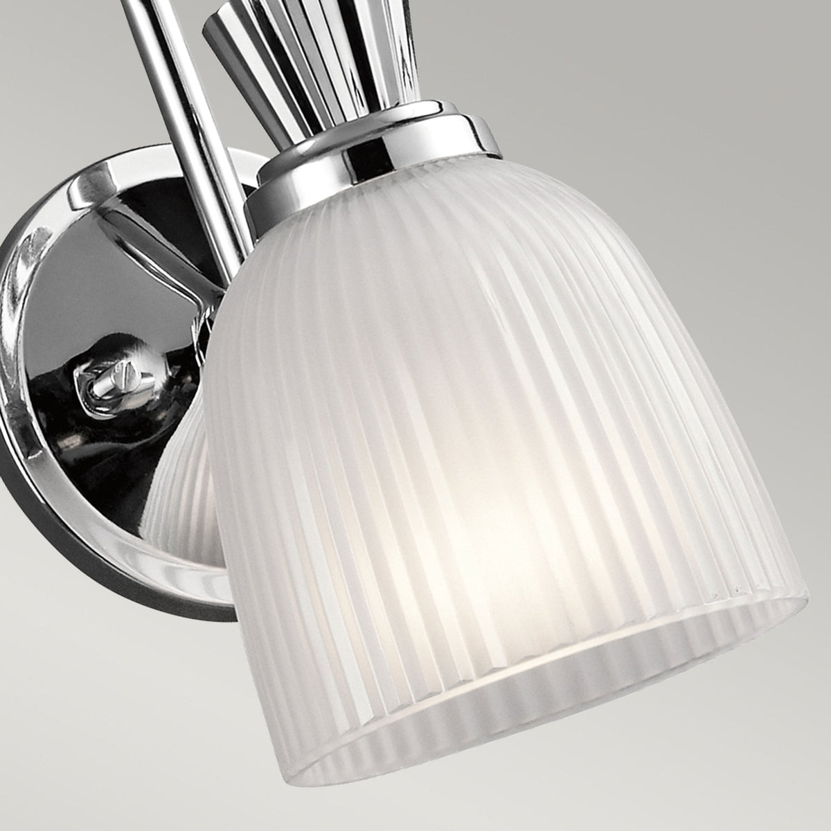 Cora Single IP44 Wall Light in Polished Chrome with Ribbed Opal Etched Glass Shade